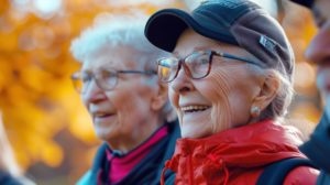 elderly women enjoying the fall