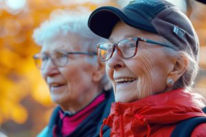 elderly women enjoying the fall